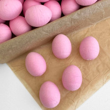 6 Spun Cotton Pink Eggs ~ 35mm
