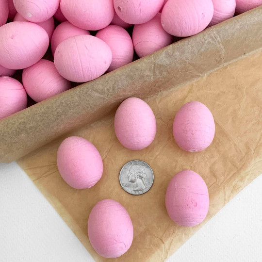 6 Spun Cotton Pink Eggs ~ 35mm
