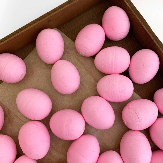 6 Spun Cotton Pink Eggs ~ 35mm