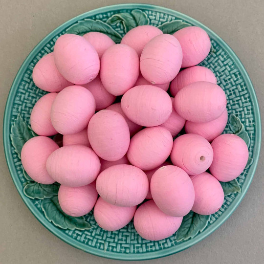 6 Spun Cotton Pink Eggs ~ 35mm