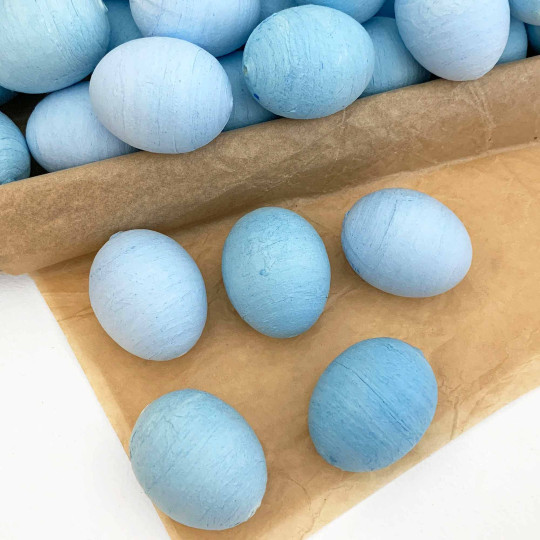 6 Blue Spun Cotton Eggs for Easter Crafts ~ 40mm