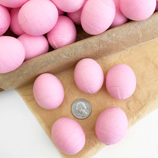 6 Pink Spun Cotton Eggs for Easter Crafts ~ 40mm