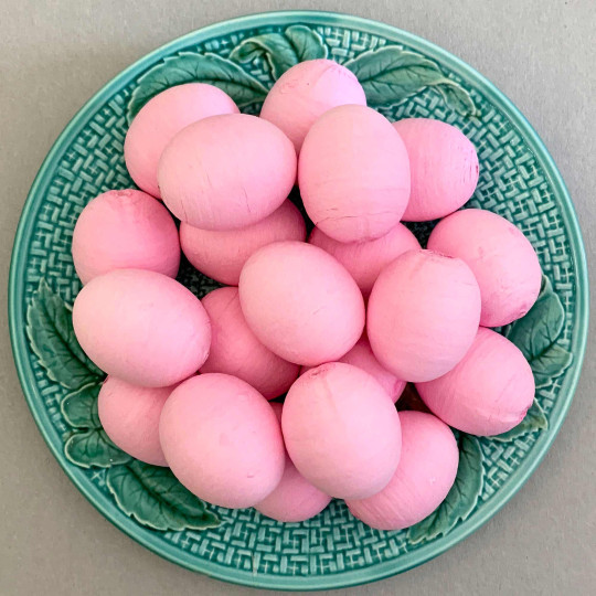 6 Pink Spun Cotton Eggs for Easter Crafts ~ 40mm