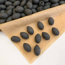 10 Black Spun Cotton Elf Feet, Flower Buds or Rose Hips ~ 20mm