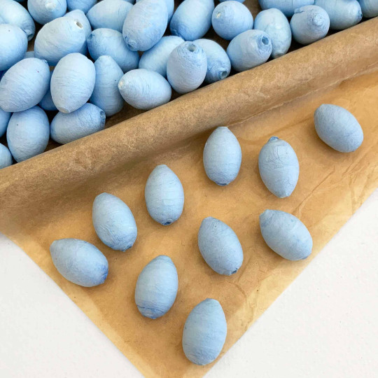 10 Light Blue Spun Cotton Elf Feet, Flower Buds or Rose Hips ~ 20mm