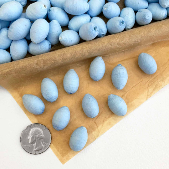 10 Light Blue Spun Cotton Elf Feet, Flower Buds or Rose Hips ~ 20mm