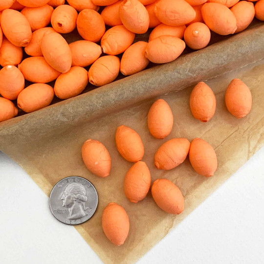 10 Orange Spun Cotton Elf Feet, Flower Buds or Rose Hips ~ 20mm