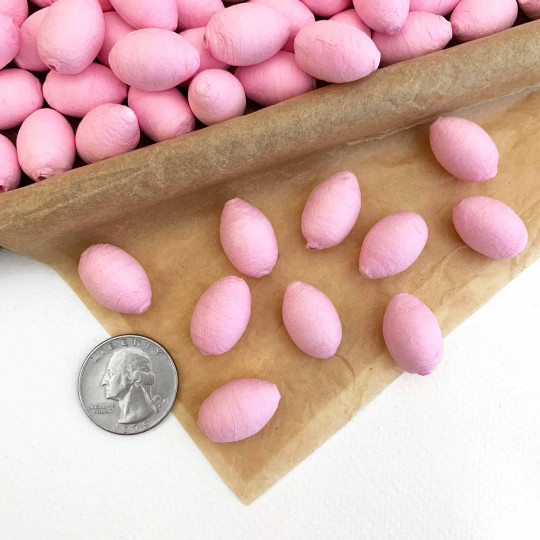 10 Light Pink Spun Cotton Elf Feet, Flower Buds or Rose Hips ~ 20mm