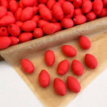 10 Red Spun Cotton Elf Feet, Flower Buds or Rose Hips ~ 20mm