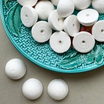 6 Spun Cotton Half Balls, Hats, Mushroom Caps 1-1/8" ~ Czech Republic