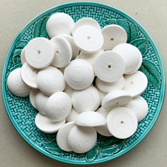 6 Spun Cotton Half Balls, Hats, Mushroom Caps 1-3/8" ~ Czech Republic