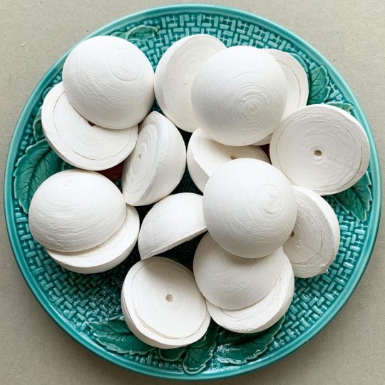 4 Spun Cotton Half Balls, Hats, Mushroom Caps 1-7/8" ~ Czech Republic