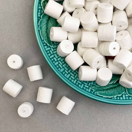 6 Spun Cotton Logs or Marshmallows 5/8" ~ Czech Republic