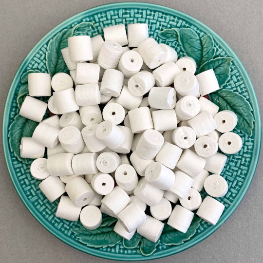 6 Spun Cotton Logs or Marshmallows 5/8" ~ Czech Republic
