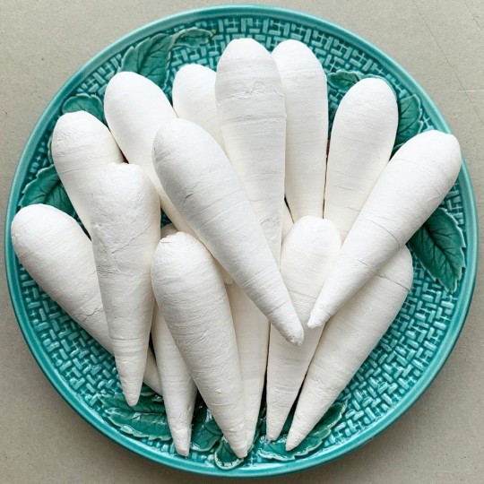 3 Large Spun Cotton Carrots or Icicles 4" ~ Czech Republic