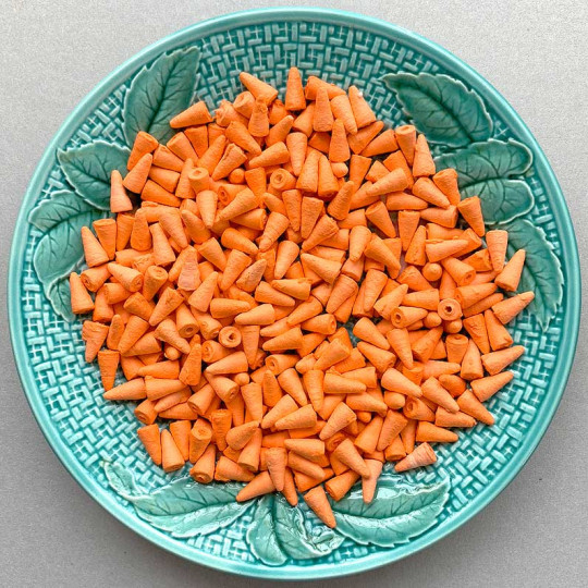 10 Small Orange Spun Cotton Cones or Noses or Beaks ~ 1/2" ~ Czech Republic
