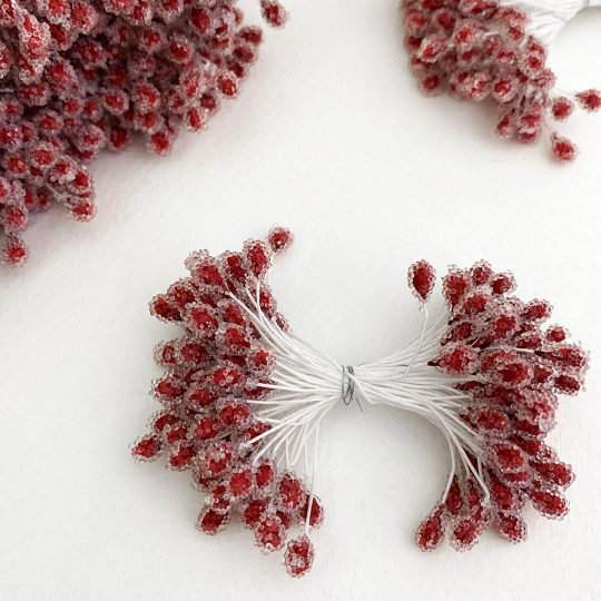 Sparkling Burgundy Berry Peps ~ Stamen for Vintage Crafts