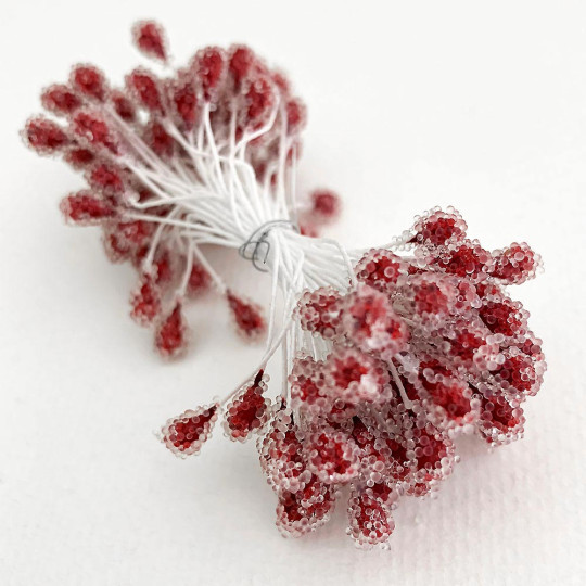 Sparkling Burgundy Berry Peps ~ Stamen for Vintage Crafts