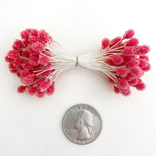 Sparkling Fuchsia Pink Berry Peps ~ Stamen for Vintage Crafts
