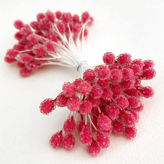 Sparkling Fuchsia Pink Berry Peps ~ Stamen for Vintage Crafts