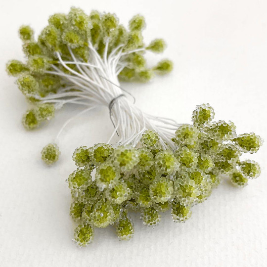 Sparkling Lime Green Berry Peps ~ Stamen for Vintage Crafts