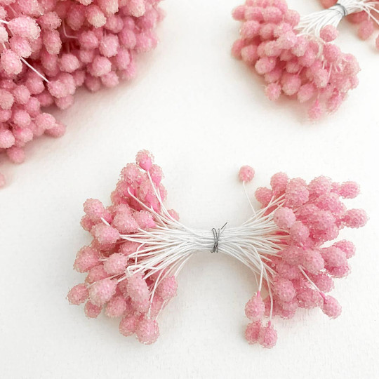Sparkling Light Pink Berry Peps ~ Stamen for Vintage Crafts