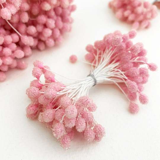 Sparkling Light Pink Berry Peps ~ Stamen for Vintage Crafts