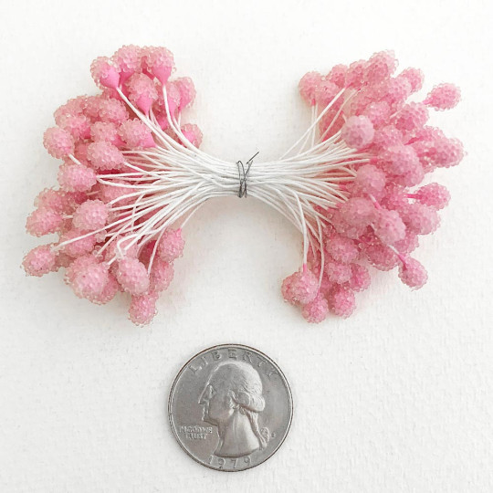 Sparkling Light Pink Berry Peps ~ Stamen for Vintage Crafts