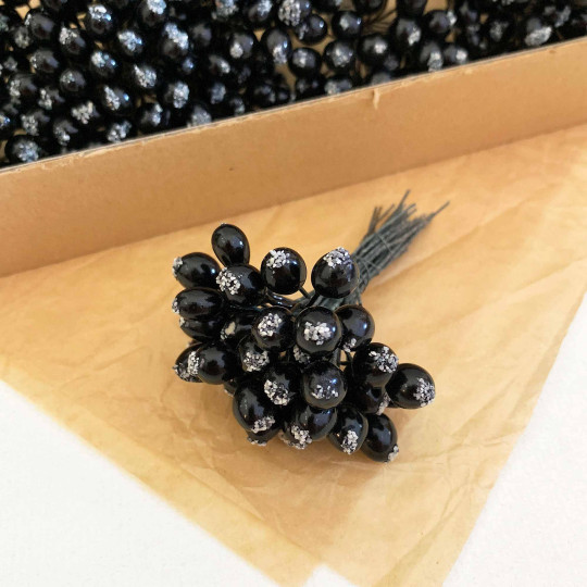 36 Miniature Glossy Black Currants ~ 3/8" ~ Czech Republic