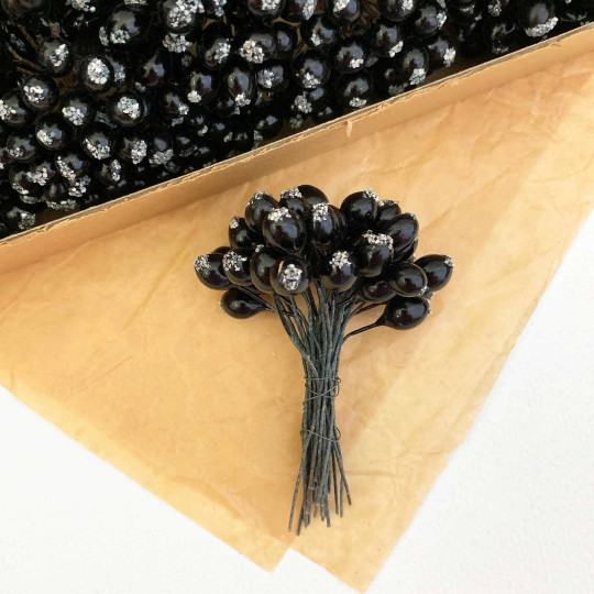 36 Miniature Glossy Black Currants ~ 3/8" ~ Czech Republic