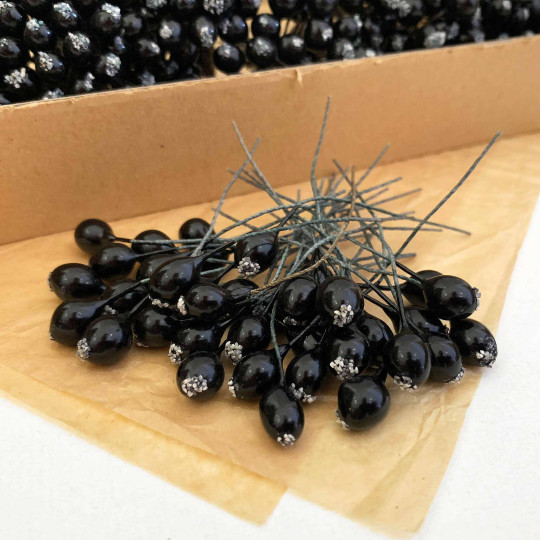 36 Miniature Glossy Black Currants ~ 3/8" ~ Czech Republic