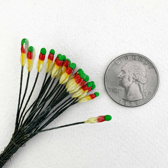 Long Stem Red, Yellow and Green Czech Flower Stamen