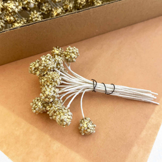 Metallic Textured Gold Berry Stamen ~ Germany