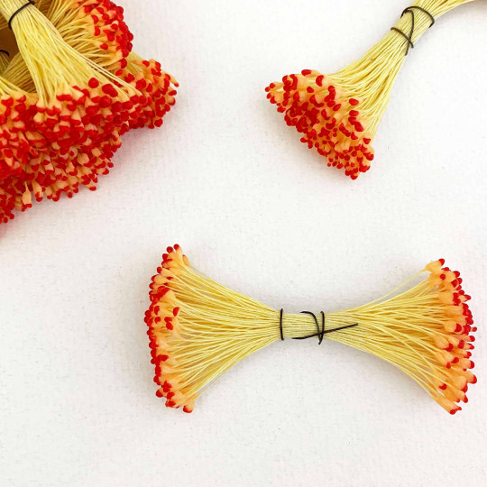 Yellow and Red Vintage Flower Stamen Tips ~ Germany