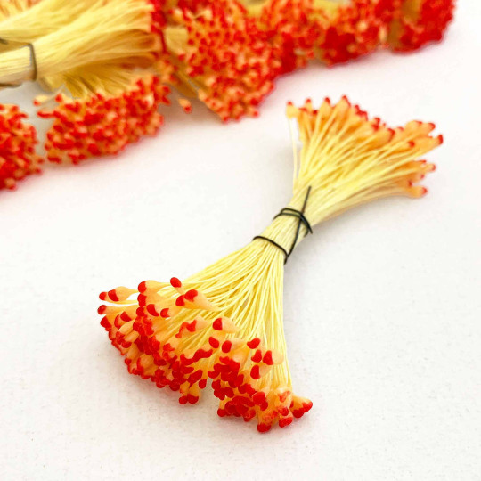 Yellow and Red Vintage Flower Stamen Tips ~ Germany