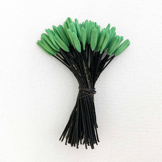 Green and Black Vintage Lily Stamen Flower Centers ~ Germany