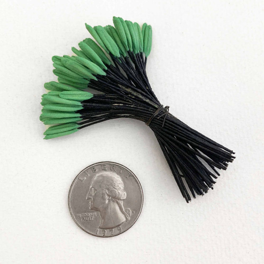 Green and Black Vintage Lily Stamen Flower Centers ~ Germany