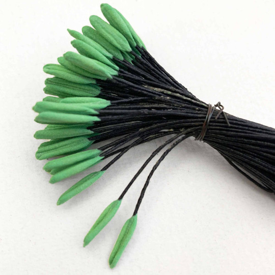 Green and Black Vintage Lily Stamen Flower Centers ~ Germany
