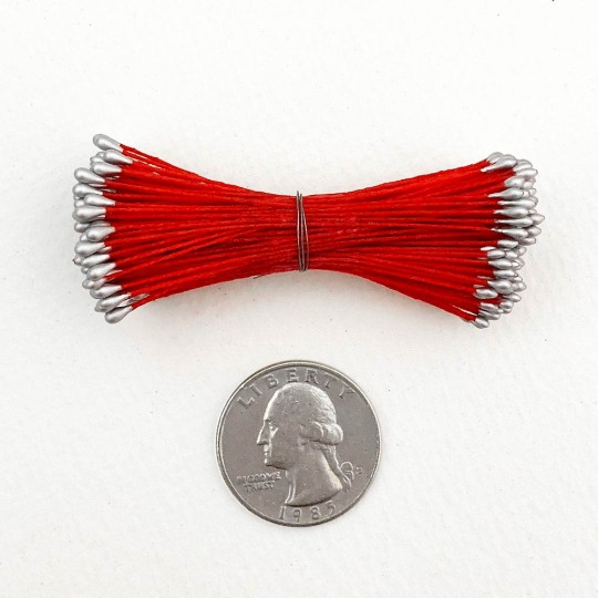 SIlver and Red Stamen Peps for Flower Making and Holiday Crafts