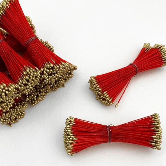 Gold and Red Stamen Peps for Flower Making and Holiday Crafts