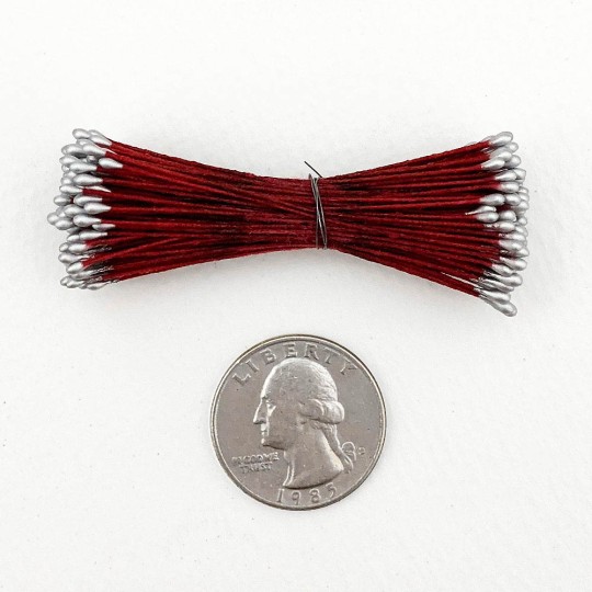 Silver and Burgundy Stamen Peps for Flower Making and Holiday Crafts