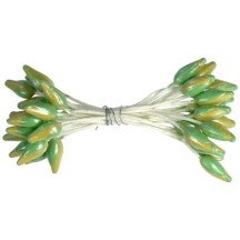 Pearly Green and Yellow Vintage Czech Flower Stamen