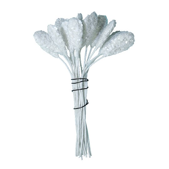 Long Paddle Shaped Textured Clear Glittered Stamen ~ Germany