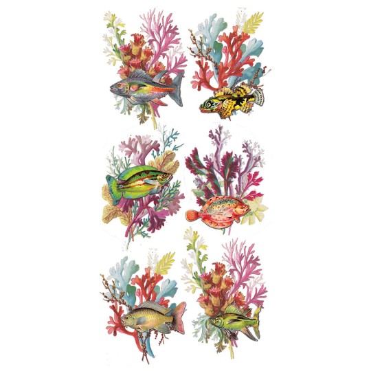1 Sheet of Stickers Mixed Colorful Fish and Coral