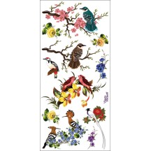 1 Sheet of Stickers Oriental Birds and Flowers