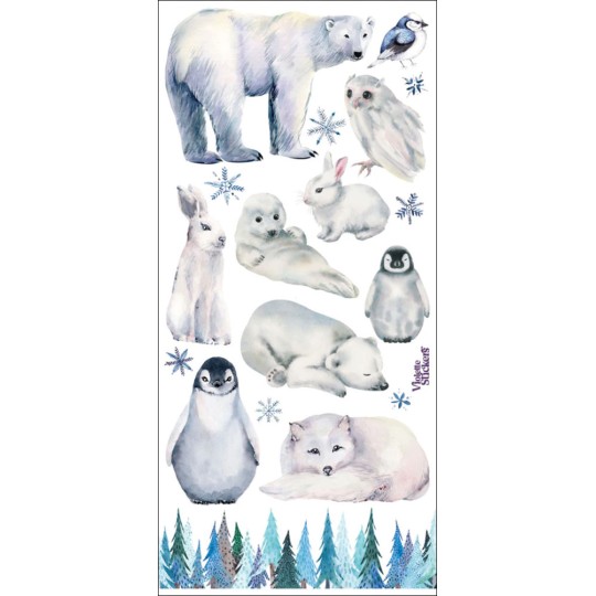1 Sheet of Stickers Arctic Winter Animals