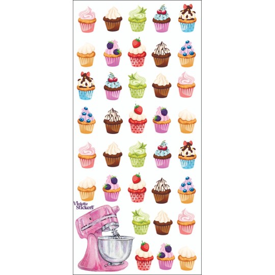 1 Sheet of Stickers Mini Cupcakes