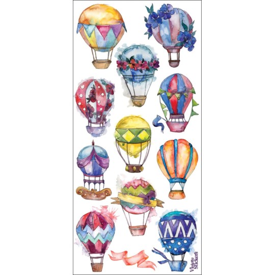 1 Sheet of Stickers Watercolor Hot Air Balloons