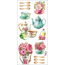1 Sheet of Stickers Gold Foil Teacups