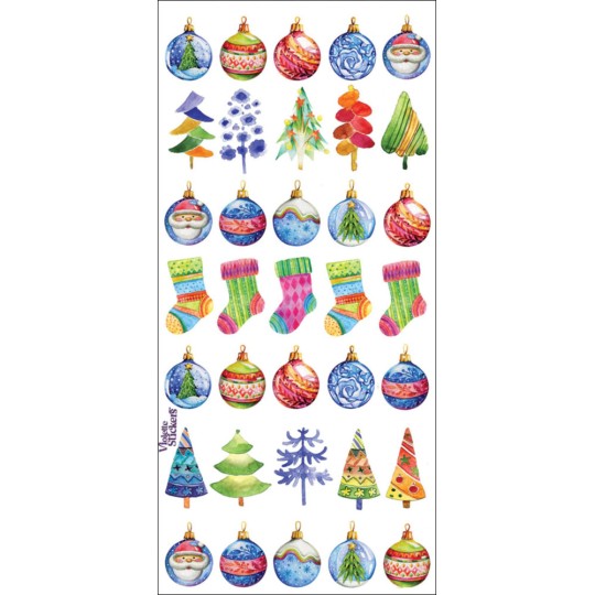 1 Sheet of Stickers Watercolor Christmas